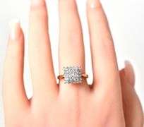Sparkling 10K Yellow and White Gold Diamond Ring
