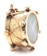 14kt Yellow gold mother of pearl drum charm
