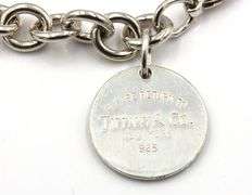 925 Sterling silver Tiffany & Co round tag charm bracelet