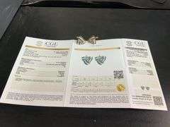 CERTIFIED 18K GOLD DIAMOND AND SAPPHIRE EARRINGS