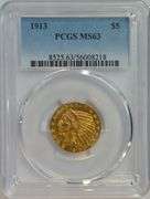 Better date Very Choice BU 1913 $5 Indian Gold Piece. PCGS MS63