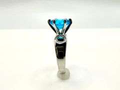 Amazing 14 Kt White Gold Plate 3.5 Ct Swiss Blue Topaz Ring