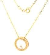 14kt Yellow gold 0.15ctw white and yellow diamond circle pendant on chain