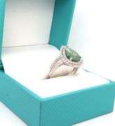 Sparkling 3.55CTW Pear Shaped Faceted Natural Emerald & Sapphire Ring in Sterling Silver