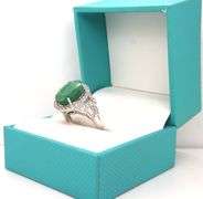 Darling 8.63CTS Oval Faceted Natural Emerald & 1.22 White Sapphire Ring in Sterling Silver