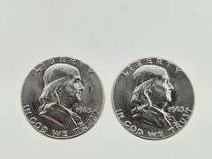 (2) 1963 Franklin Silver Half Dollars, UNC