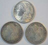1921 P-D-S Morgan Silver Dollars. Last year of issue for Morgans