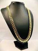 Huge 205.4 Grams 14 Kt Yellow Gold Plate Cuban Curb Link Chain Necklace