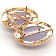14kt Yellow gold Oval Lavender Jade clip on earrings