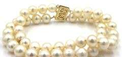 Double row 8mm pearl bracelet in 14kt yellow gold