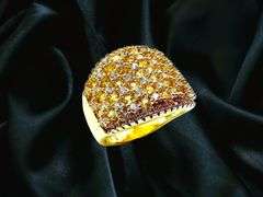 14 Kt Gold Plate 5.75 Cttw Simulated Vs1 Yellow Diamond and White Diamond Ring