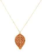 Inticate 18K YG Leaf Pendant on Necklace