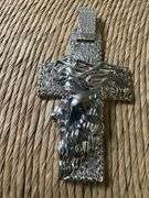 Rhodium Plated 925 Sterling Silver Jesus Christ Cross Baguette CZ Studded Pendant
