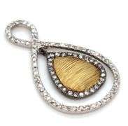 Stylish 14K W&Y Earring & Pendant Suite with Diamonds