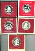 5 Different Bahama $2 Flamingo Silver Coins in Original Packaging