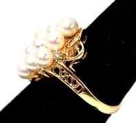 Elegant 14K Yellow Gold Pearl Ring with Diamond Accents