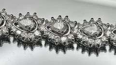18.50CTW PEAR & ROUND DIAMOND TENNIS BRACELET 14K WHITE GOLD (30.37G)