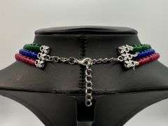 Beautiful Natural Ruby Emerald Blue Sapphire Necklace