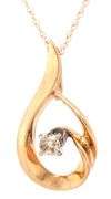 10kt Yellow gold 0.15ct diamond pendant on chain necklace