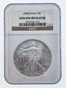 2008 American Silver Eagle, NGC GEM UNC