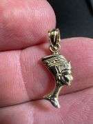 10K Yellow Gold Nefertiti Egyption Queen Pendant