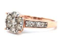 Lively 10K YG Modern Diamond Cluster Ring
