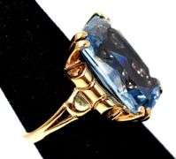 Stunning 10K Yellow Gold Blue Topaz Gemstone Ring i