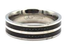 Chisel stainless steel polished with double row black carbon fiber Inlay band