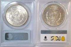Super white near Gem BU 1885 & 1887 Morgan Silver Dollars. PCGS MS64