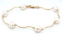 Feminine 14K YG & Pearl Necklace, Bracelet & Earring Suite