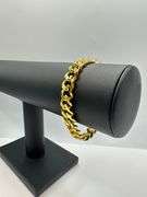 Strong 30 Gram 14 Kt Gold Plated Concave Cuban Link Bracelet