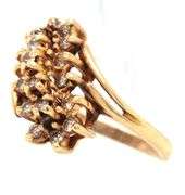 Sweet 14K YG Diamond Waterfall Cluster Ring