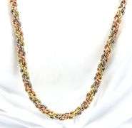 14kt Tri color gold rope chain necklace