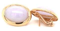 14kt Yellow gold Oval Lavender Jade clip on earrings