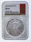 2010 American Silver Eagle, NGC MS69 "Red Book Label"