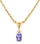 Pretty 14K YG Tanzanite Pendant on Rope Necklace