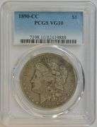 Scarce collectible 1890-CC Morgan Silver Dollar. PCGS VG10