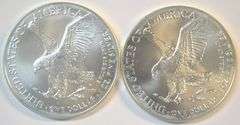 2 Pristine Superb Gem BU 2025-W $1 American Silver Eagles