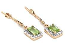 14kt Yellow gold Peridot and diamond dangle earrings