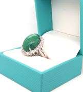 Amazing Large 13.00CTS Oval Cabochon-Cut Emerald & Sapphire Ring in Sterling Silver