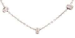 Stylish 14K WG Cable Link Necklace with Diamond Rondels