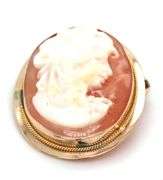 14kt Yellow gold Cameo brooch pendant
