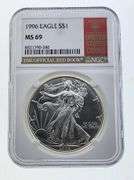 1996 American Silver Eagle, NGC MS69 "Red Book Label"