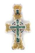 Impressive 14K WG Cross Pendant with Colored Diamonds