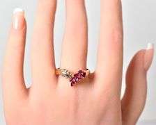 Beautiful 14k Yellow Gold Ruby Gemstone Ring with Diamond Accents