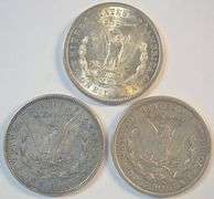 1921 P-D-S Morgan Silver Dollars. Last year of issue for Morgans