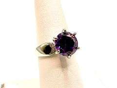 14 Kt, White Gold Plate 3.5 Ct Vs1 Russian Color Change Lab Simulated Alexandrite Ring