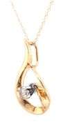10kt Yellow gold 0.15ct diamond pendant on chain necklace