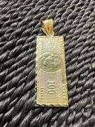 10k Yellow Gold $100 Dollar Bill Pendant
