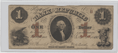 Providence RI $1 Bank of the Republic Obsolete Note – Washington Portrait & Eagle – Civil War Era